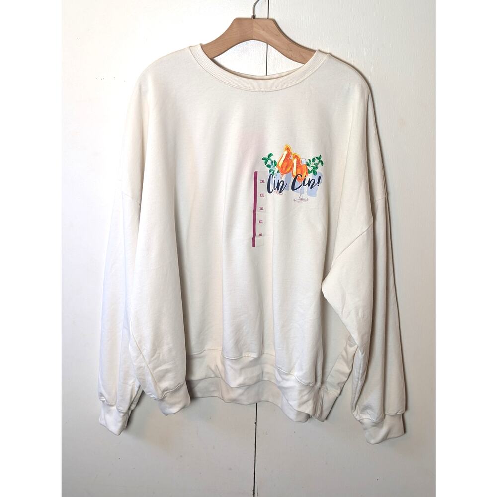 Skinny Dip London Cream Italian Menu Sweatshirt XXL